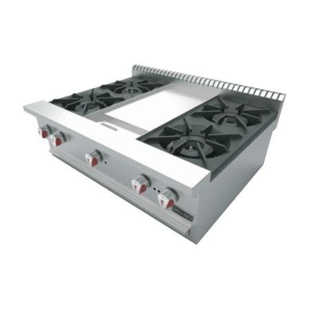 Parrilla de 4 quemadores y plancha de 1" Marca Drago Modelo CG-40P freeshipping - Innova FoodService
