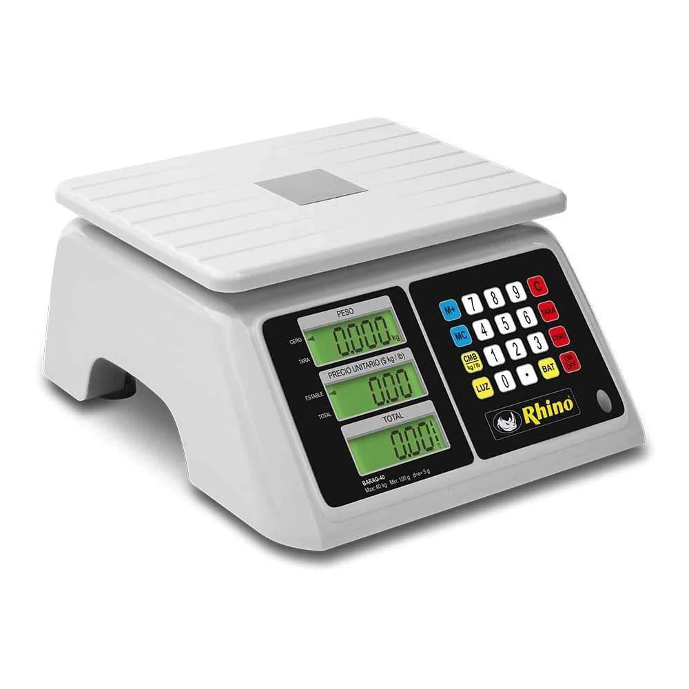 Rhino-Báscula De Mostrador-Barag-40-Digital-Contra Agua-Abarrotes-Recargable-40 Kg-