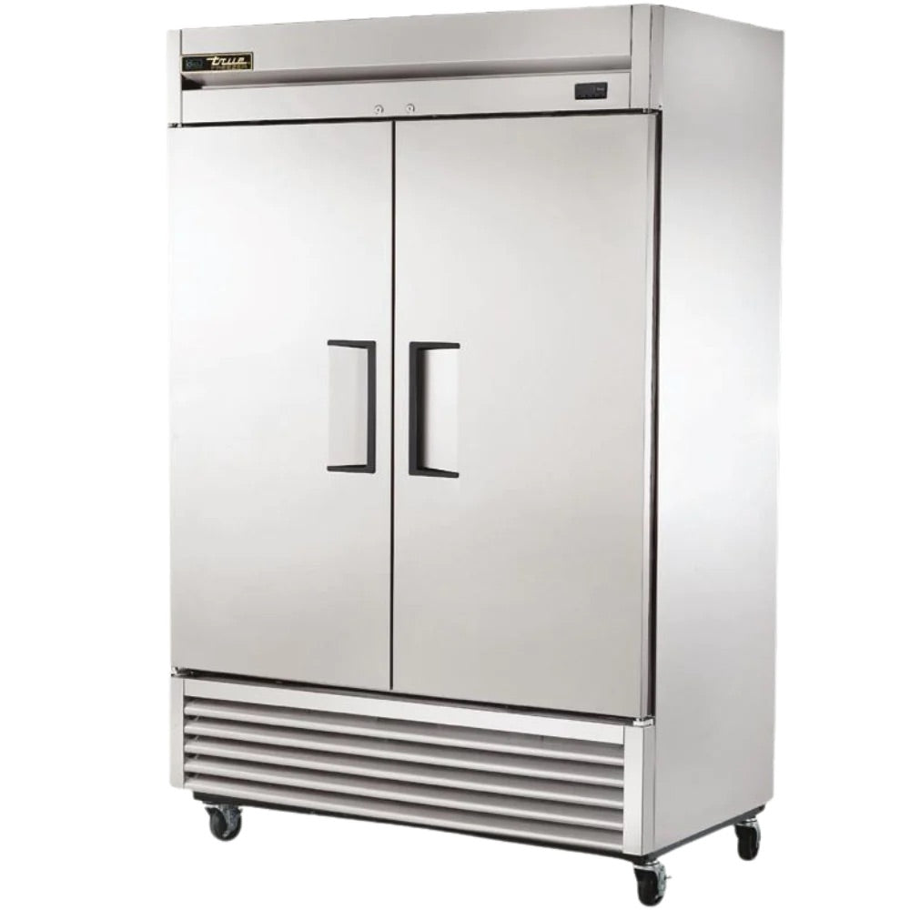 Refrigerador-Vertical-TRUE-T-49-HC-2-Puertas-Solida-Iluminacion-Cuerpo-Acero-Inoxidable-Gris
