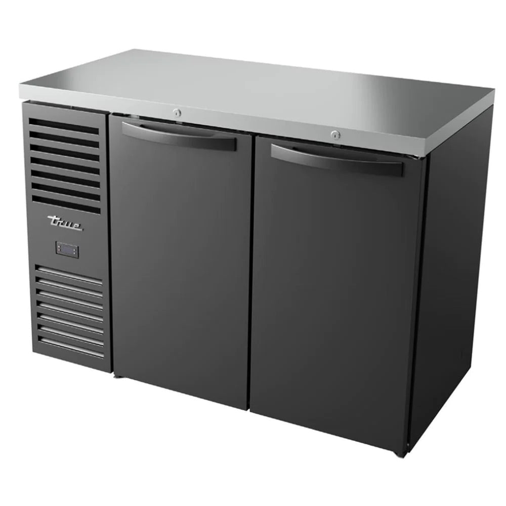 Refrigerador-Contrabarra-2-Puertas-Solida-TRUE-TBR48-RISZ1-L-B-SS-1-Iluminacion-Cuerpo-Acero-Inoxidable-Negro