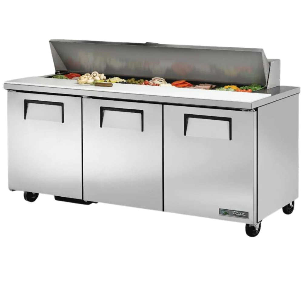 Mesa-Refrigerada-Preparación-TRUE-TSSU-72-18-HC-3-Puertas-Solidas-Gris