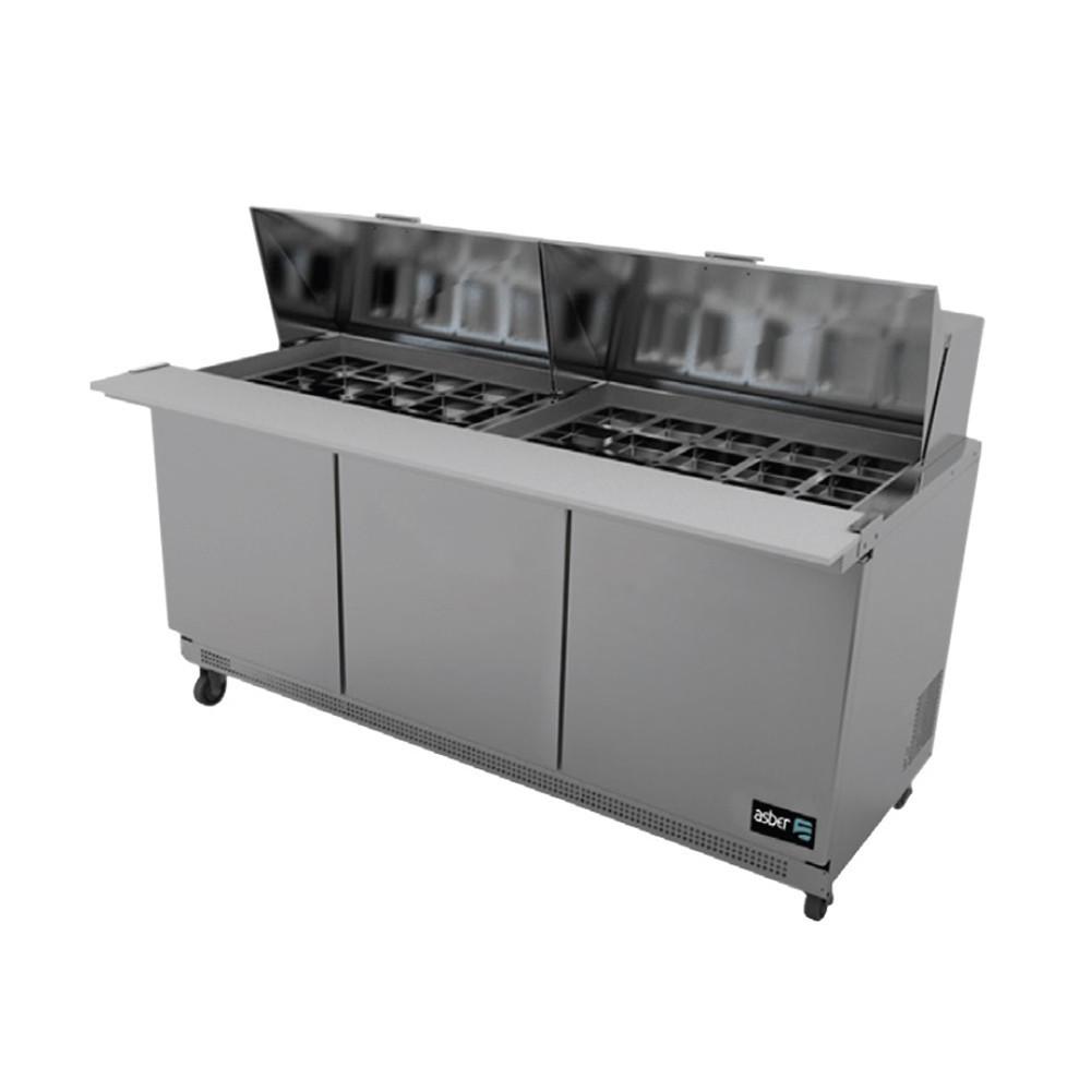 Mesa Refrigerada preparación 3 puertas marca Asber modelo APTM-72-30 HC freeshipping - Innova FoodService